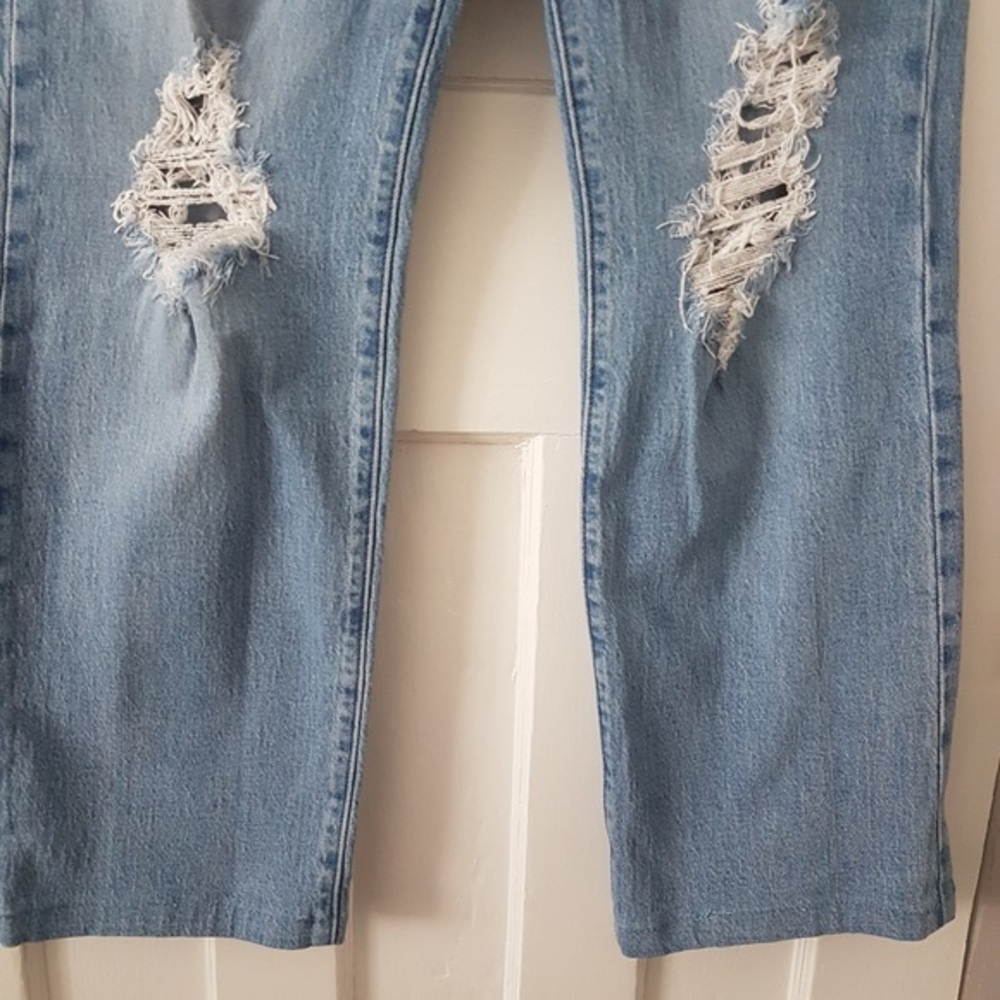 Levis Ribcage Highwaist Straight Distress Button Fly Denim Light Wash Sz 27 - Picture 3 of 12